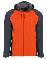 Holloway Men's Raider Hooded Soft Shell Jacket. 229157 - Carbon Print/ Orange