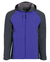 Holloway Men's Raider Hooded Soft Shell Jacket. 229157 - Carbon Print/ Purple