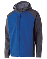 Holloway Men's Raider Hooded Soft Shell Jacket. 229157 - Carbon Print/ Royal