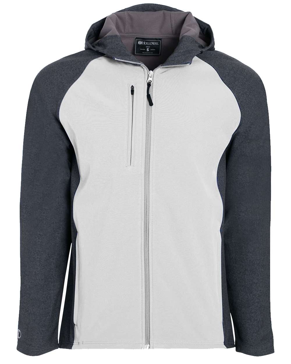 Holloway Men's Raider Hooded Soft Shell Jacket. 229157 - Carbon Print/ White