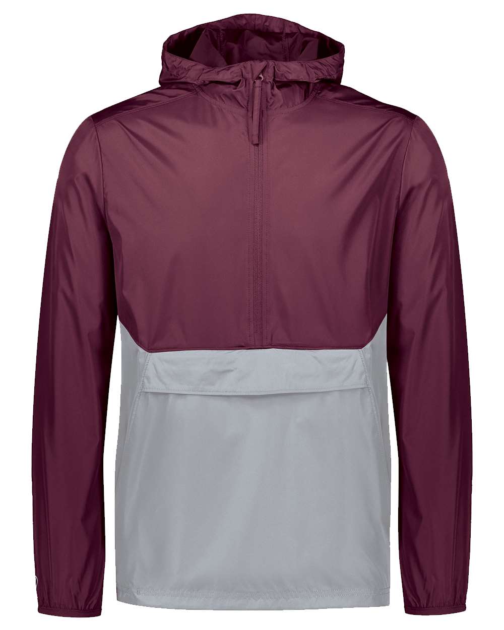 Holloway Men's Packable Quarter-Zip Jacket. 229534 - Maroon/ Athletic Grey