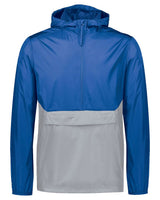 Holloway Men's Packable Quarter-Zip Jacket. 229534 - Royal/ Athletic Grey