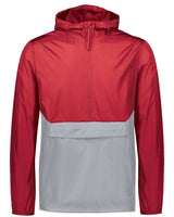 Holloway Men's Packable Quarter-Zip Jacket. 229534 - Scarlet/ Athletic Grey