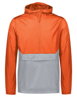 Holloway Men's Packable Quarter-Zip Jacket. 229534 - Orange/ Athletic Grey