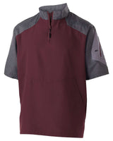 Holloway Unisex Raider Short Sleeve Quarter-Zip Pullover. 229545 - Carbon Print/ Maroon