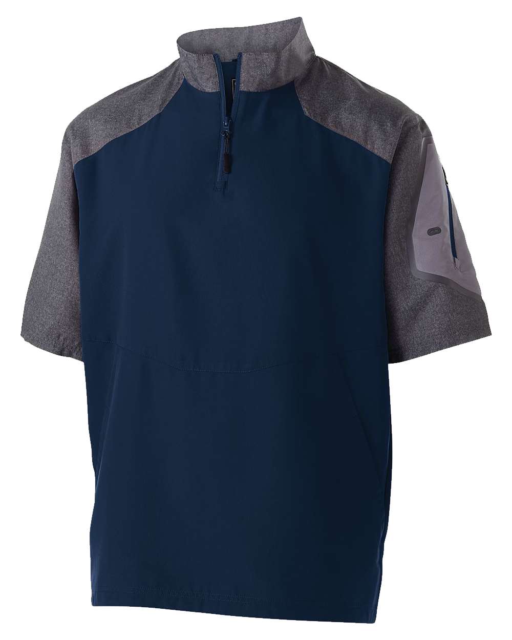 Holloway Unisex Raider Short Sleeve Quarter-Zip Pullover. 229545 - Carbon Print/ Navy