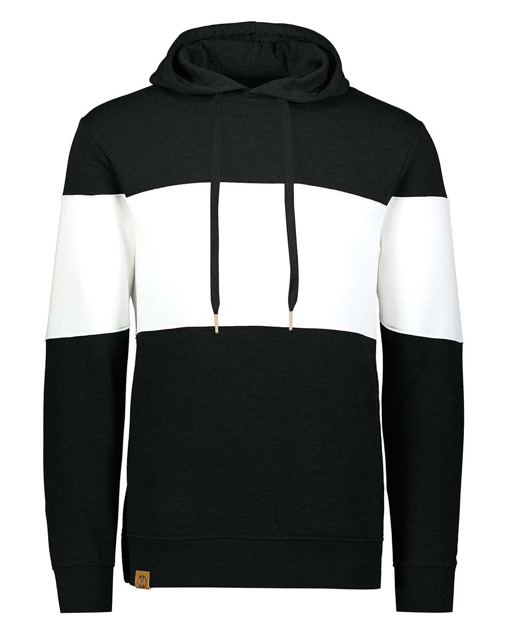 Holloway Men's All-American Fleece Colorblocked Hooded Sweatshirt. 229563 - Black/ White