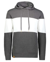 Holloway Men's All-American Fleece Colorblocked Hooded Sweatshirt. 229563 - Carbon Heather/ White