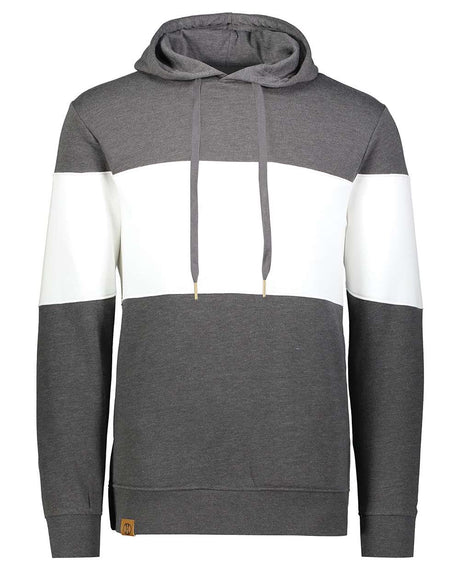 Holloway Men's All-American Fleece Colorblocked Hooded Sweatshirt. 229563 - Carbon Heather/ White