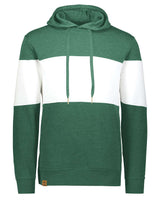 Holloway Men's All-American Fleece Colorblocked Hooded Sweatshirt. 229563 - Dark Green Heather/ White