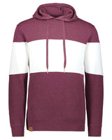 Holloway Men's All-American Fleece Colorblocked Hooded Sweatshirt. 229563 - Maroon Heather/ White