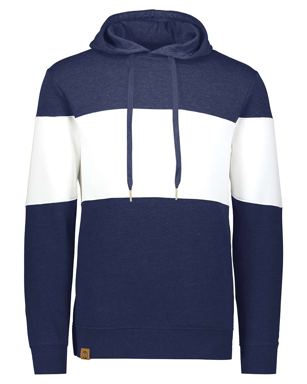 Holloway Men's All-American Fleece Colorblocked Hooded Sweatshirt. 229563 - Navy Heather/ White