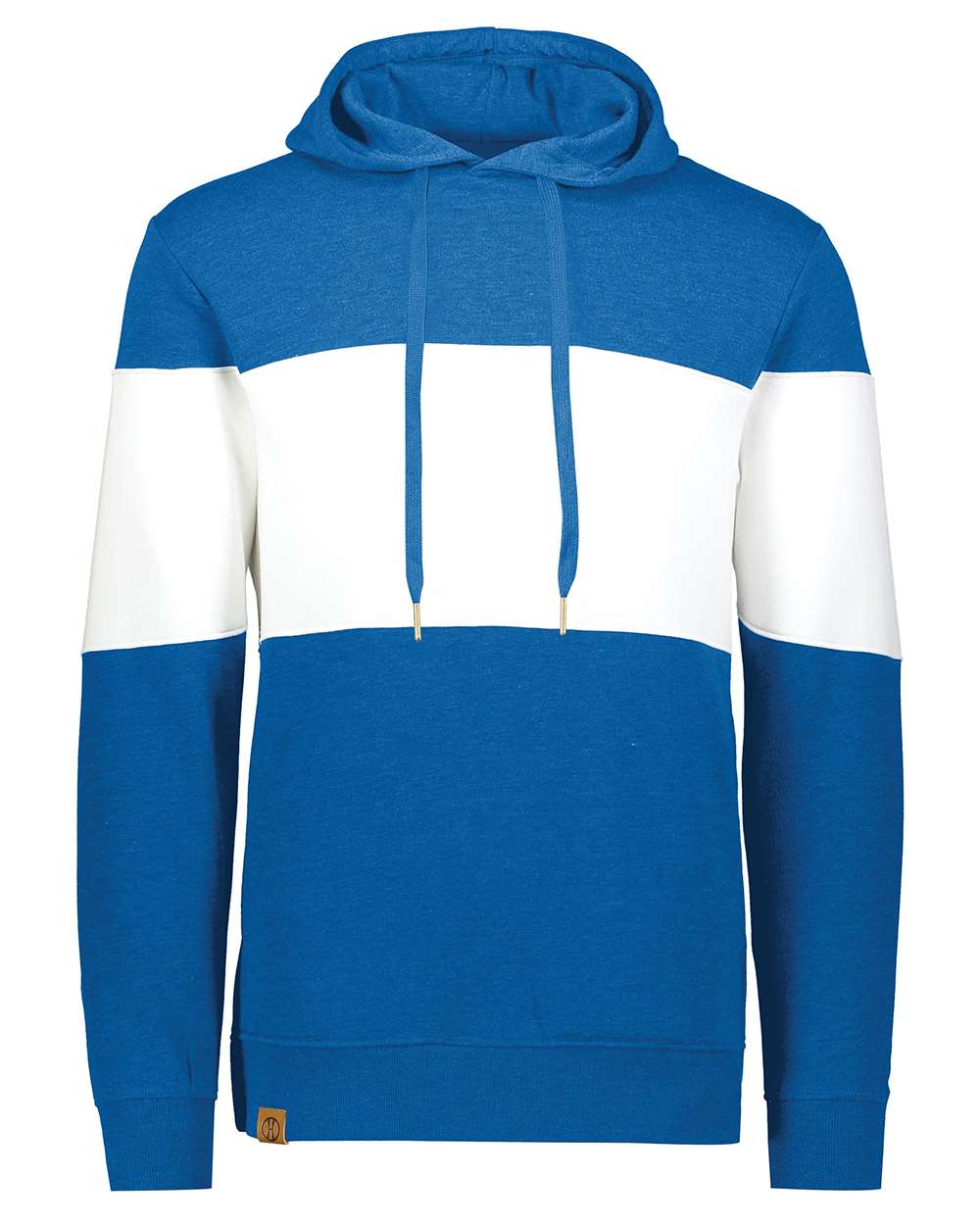 Holloway Men's All-American Fleece Colorblocked Hooded Sweatshirt. 229563 - Royal Heather/ White