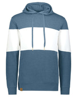 Holloway Men's All-American Fleece Colorblocked Hooded Sweatshirt. 229563 - Storm Heather/ White