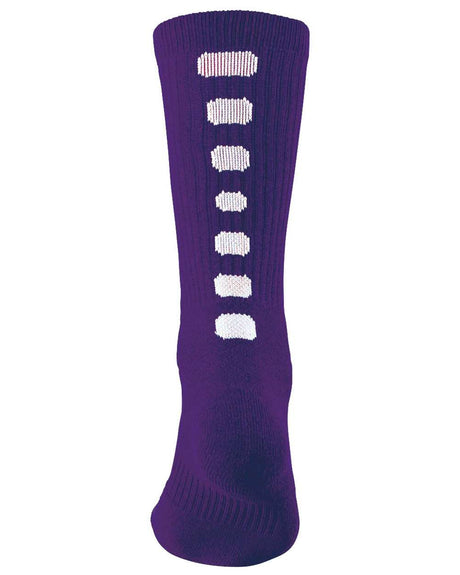 Augusta Sportswear Colorblocked Crew Socks. 6091 - Purple/ White