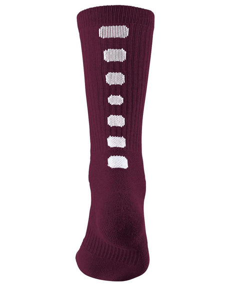Augusta Sportswear Colorblocked Crew Socks. 6091 - Maroon/ White