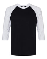 American Apparel Unisex CVC Raglan Tee. 2003CVC - Black/ White