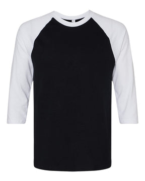 American Apparel Unisex CVC Raglan Tee. 2003CVC - Black/ White