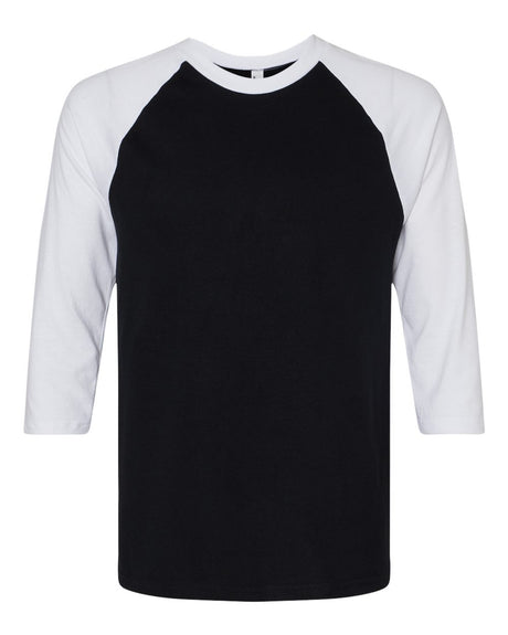 American Apparel Unisex CVC Raglan Tee. 2003CVC - Black/ White