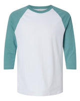American Apparel Unisex CVC Raglan Tee. 2003CVC - White/Heather Arctic