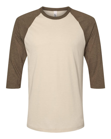 American Apparel Unisex CVC Raglan Tee. 2003CVC - Heather Bone/ Heather Army