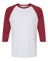American Apparel Unisex CVC Raglan Tee. 2003CVC - White/ Heather Cardinal
