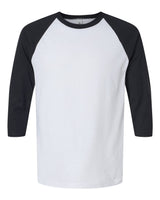 American Apparel Unisex CVC Raglan Tee. 2003CVC - White/ Black