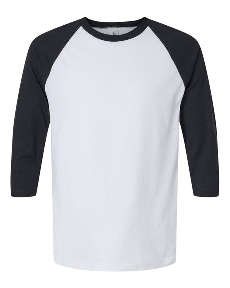 American Apparel Unisex CVC Raglan Tee. 2003CVC - White/ Black