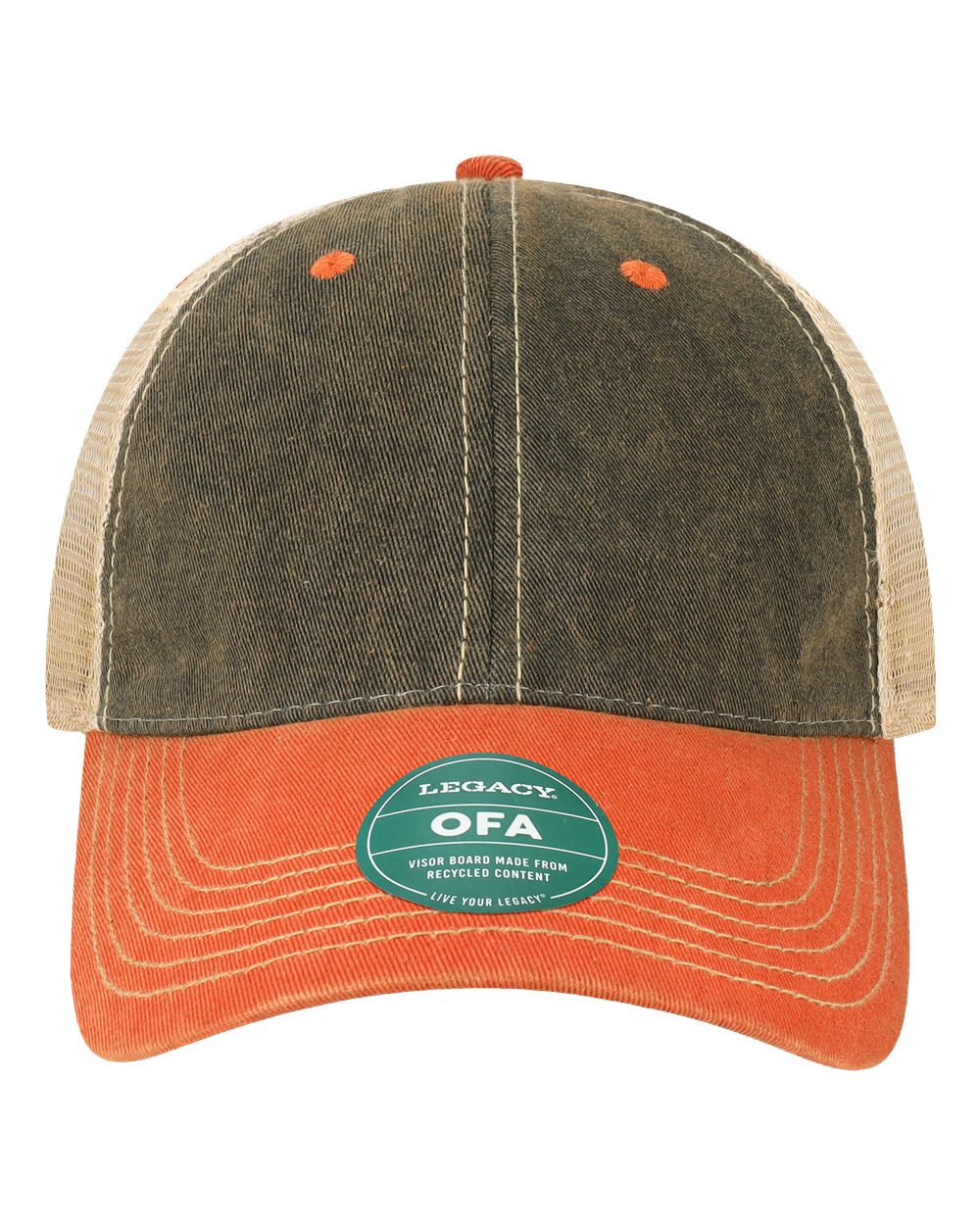 LEGACY Old Favorite Trucker Cap. OFA - Black/ Orange/ Khaki