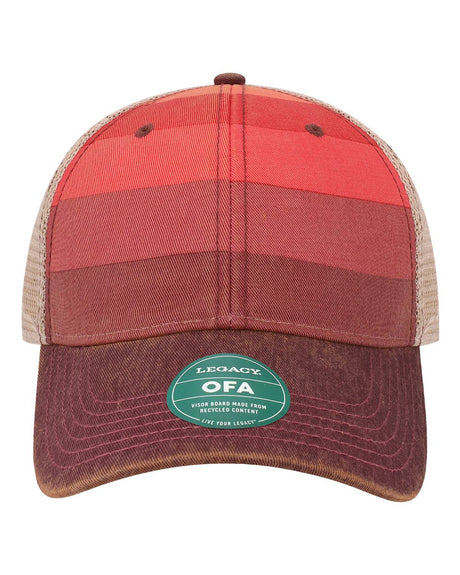 LEGACY Old Favorite Trucker Cap. OFA - Red Stripe/ Khaki