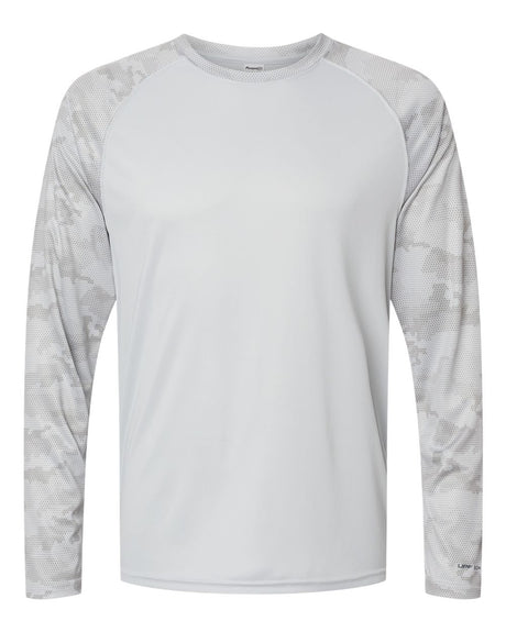 Paragon Unisex Cayman Performance Camo Colorblocked Long Sleeve T-Shirt. 216 - Aluminum