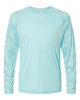Paragon Unisex Cayman Performance Camo Colorblocked Long Sleeve T-Shirt. 216 - Aqua Blue