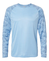 Paragon Unisex Cayman Performance Camo Colorblocked Long Sleeve T-Shirt. 216 - Blue Mist