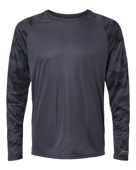 Paragon Unisex Cayman Performance Camo Colorblocked Long Sleeve T-Shirt. 216 - Graphite