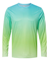 Paragon Unisex Barbados Performance Pin Dot Long Sleeve T-Shirt. 225 - Aqua Blue/ Light Lime