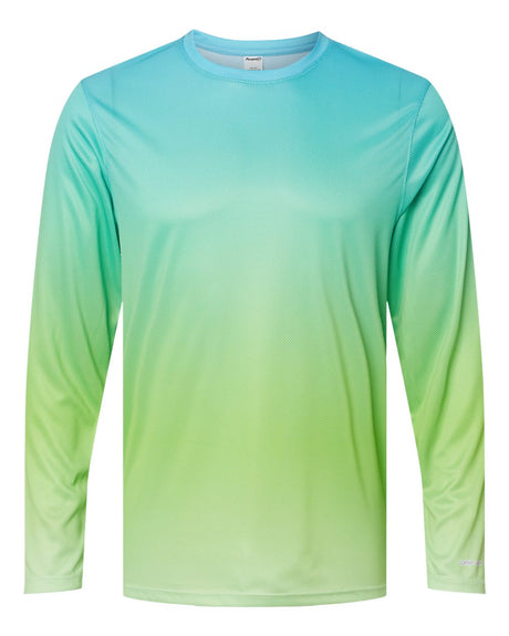 Paragon Unisex Barbados Performance Pin Dot Long Sleeve T-Shirt. 225 - Aqua Blue/ Light Lime