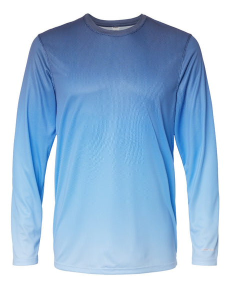 Paragon Unisex Barbados Performance Pin Dot Long Sleeve T-Shirt. 225 - Navy/ Blue Mist