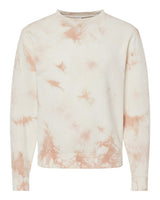 Independent Trading Co. Unisex Midweight Tie-Dyed Crewneck Sweatshirt. PRM3500TD - Tie Dye Dusty Pink