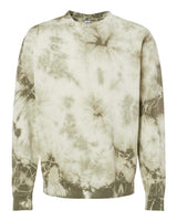 Independent Trading Co. Unisex Midweight Tie-Dyed Crewneck Sweatshirt. PRM3500TD - Tie Dye Olive