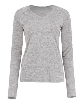 Holloway Women's Electrify CoolCore® Long Sleeve V-Neck T-Shirt. 222770 - Athletic Grey Heather