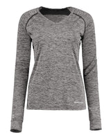 Holloway Women's Electrify CoolCore® Long Sleeve V-Neck T-Shirt. 222770 - Black Heather