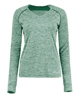 Holloway Women's Electrify CoolCore® Long Sleeve V-Neck T-Shirt. 222770 - Dark Green Heather