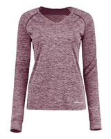 Holloway Women's Electrify CoolCore® Long Sleeve V-Neck T-Shirt. 222770 - Maroon Heather