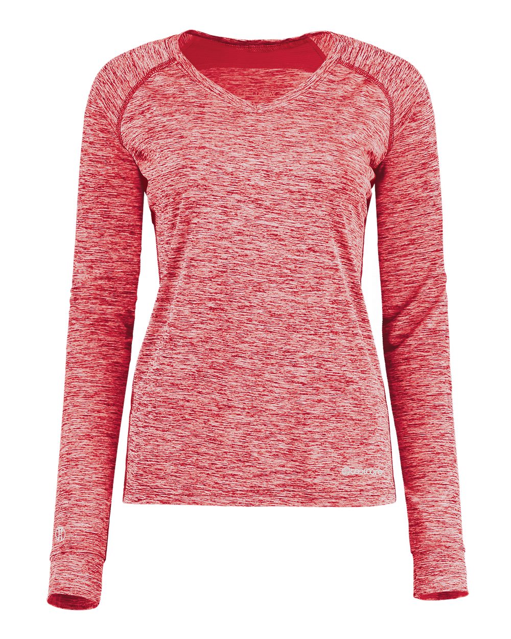Holloway Women's Electrify CoolCore® Long Sleeve V-Neck T-Shirt. 222770 - Scarlet Heather