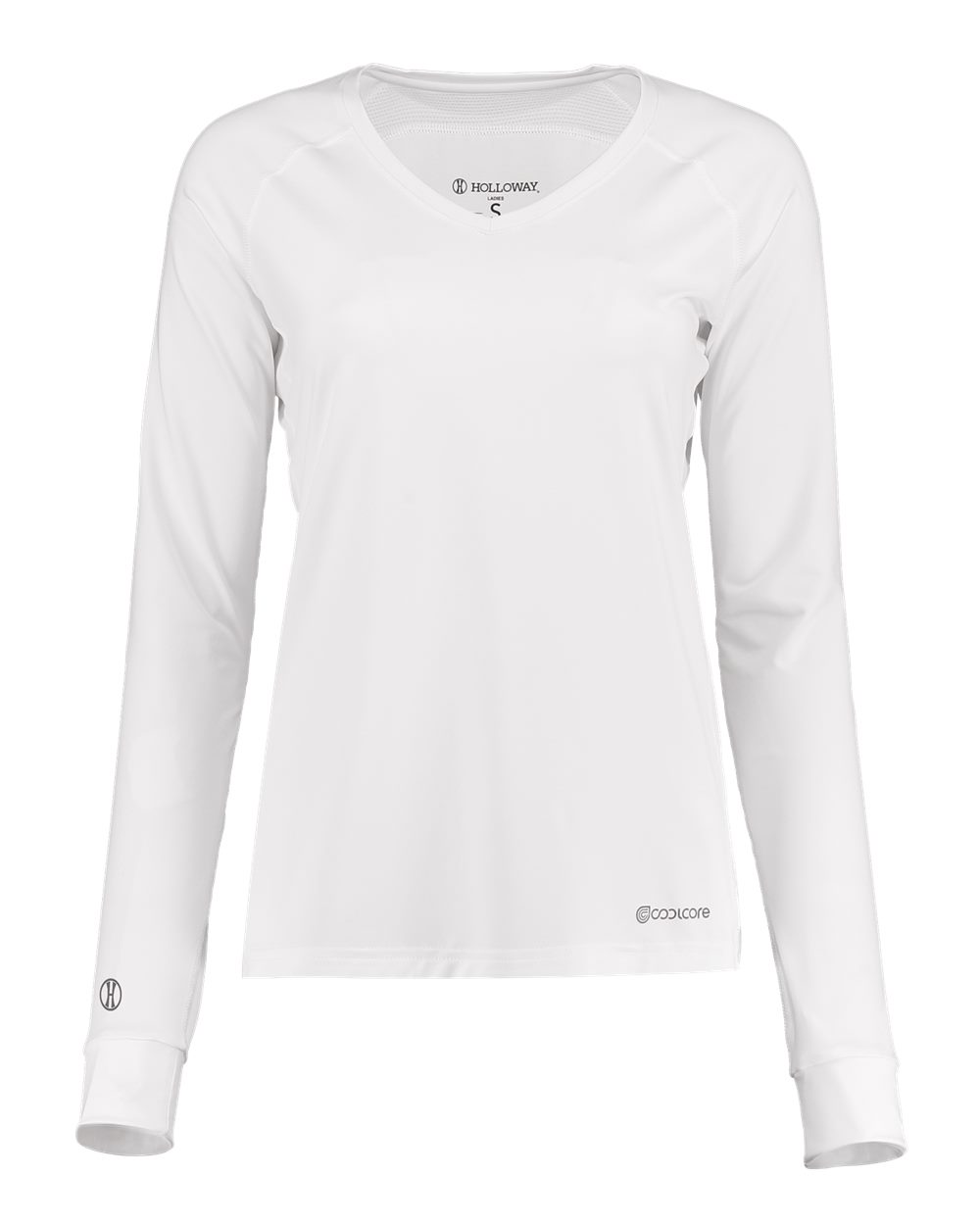 Holloway Women's Electrify CoolCore® Long Sleeve V-Neck T-Shirt. 222770 - White