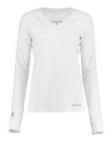 Holloway Women's Electrify CoolCore® Long Sleeve V-Neck T-Shirt. 222770 - White