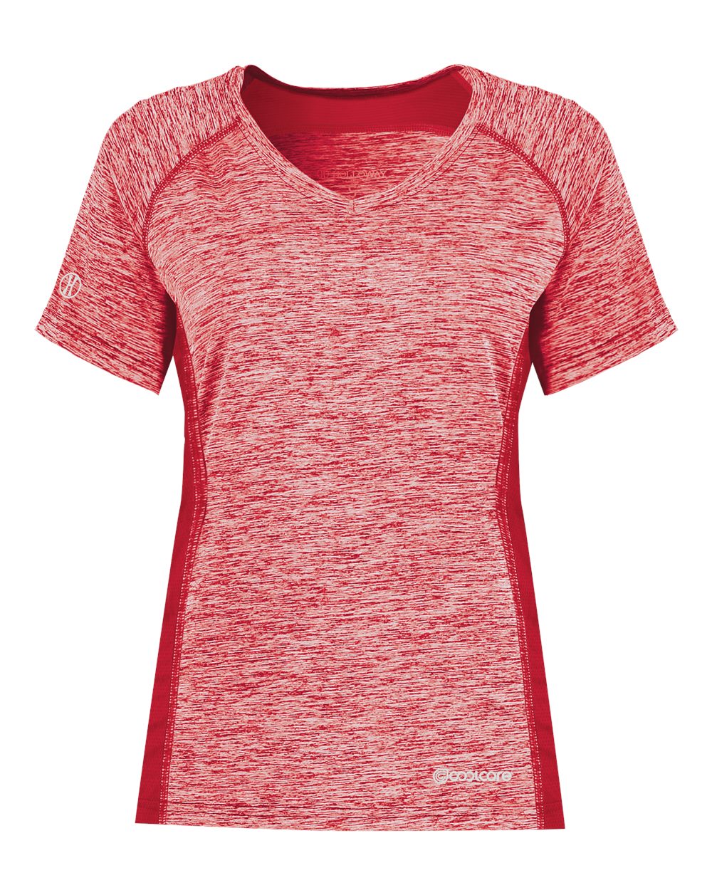 Holloway Women's Electrify CoolCore® V-Neck T-Shirt. 222771 - Scarlet Heather