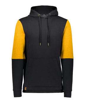 Holloway Men's All-American Team Fleece Colorblocked Hooded Sweatshirt. 222581 - Black/ Gold Heather