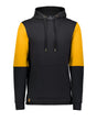 Holloway Men's All-American Team Fleece Colorblocked Hooded Sweatshirt. 222581 - Black/ Gold Heather