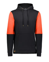 Holloway Men's All-American Team Fleece Colorblocked Hooded Sweatshirt. 222581 - Black/ Orange Heather